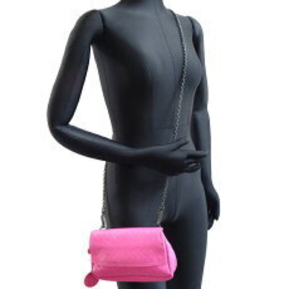 Bottega Veneta Intrecciato Mirage Butterfly Chain Shoulder Bag Pink - Picture 9 of 9